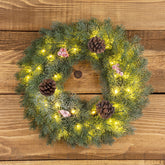 Hectarul - Coronita luminoasa de Craciun Ø40 cm cu 48 LED-uri, Brad nins cu conuri si bobite - MagicHome